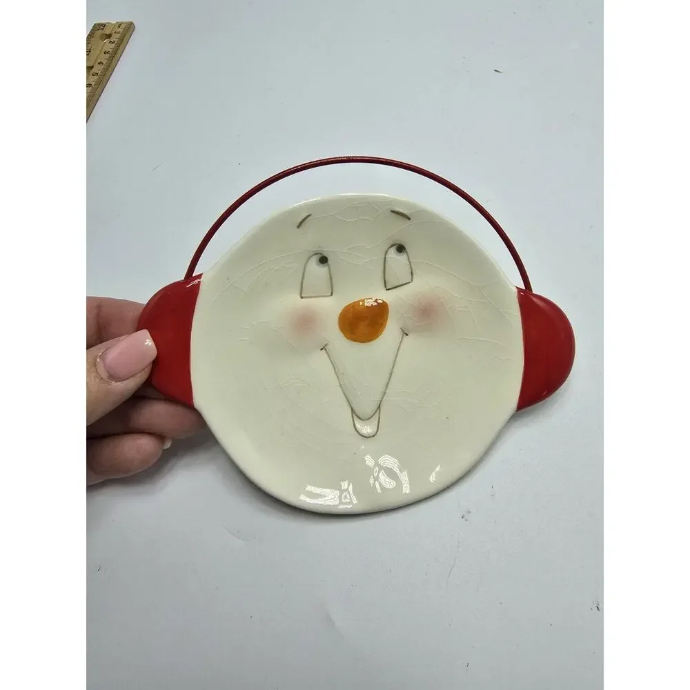 Vintage Dept 56 Snowman Candy Dish/Trinket Dish/Spoon Rest 5.5” RARE